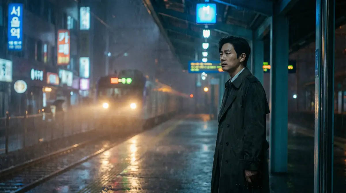 韩国伦理电影经典场景 - 雨夜车站，熟女 馆藏影像